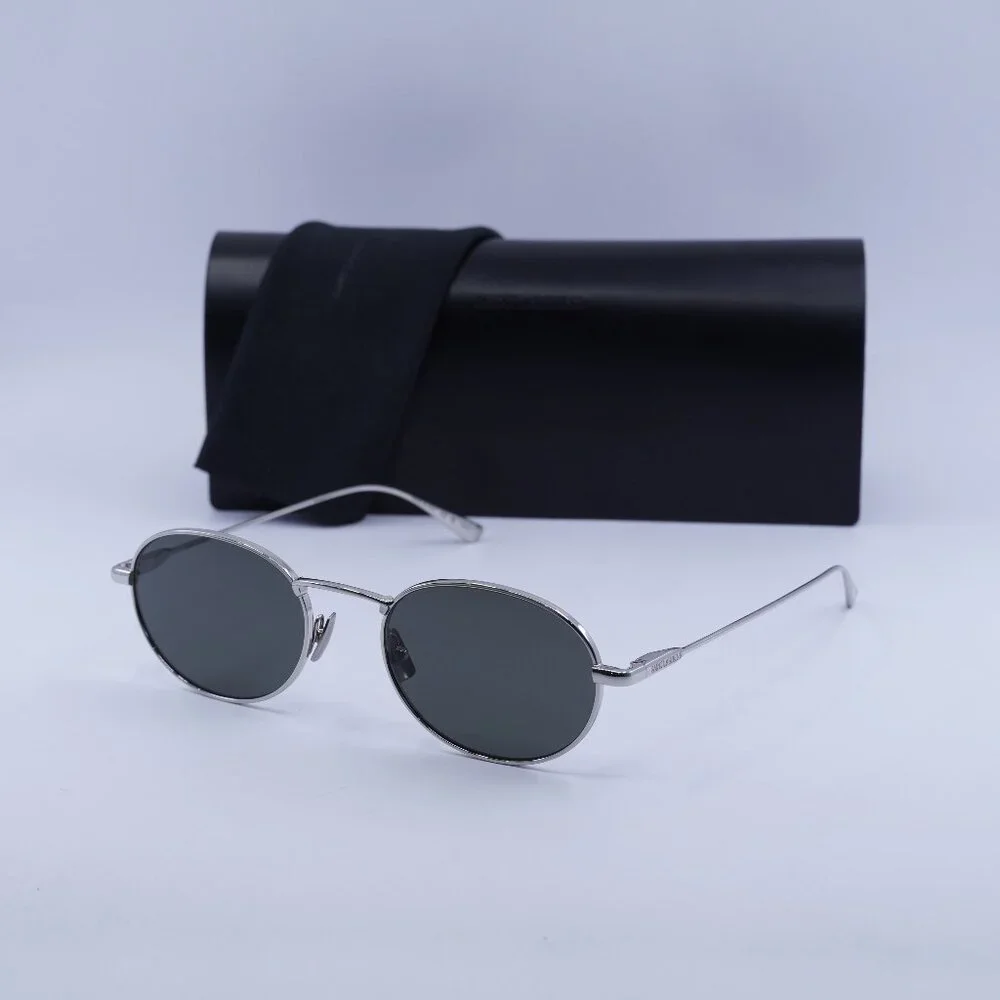 Saint Laurent SL799 002 Oval Sunglasses - Silver / Grey